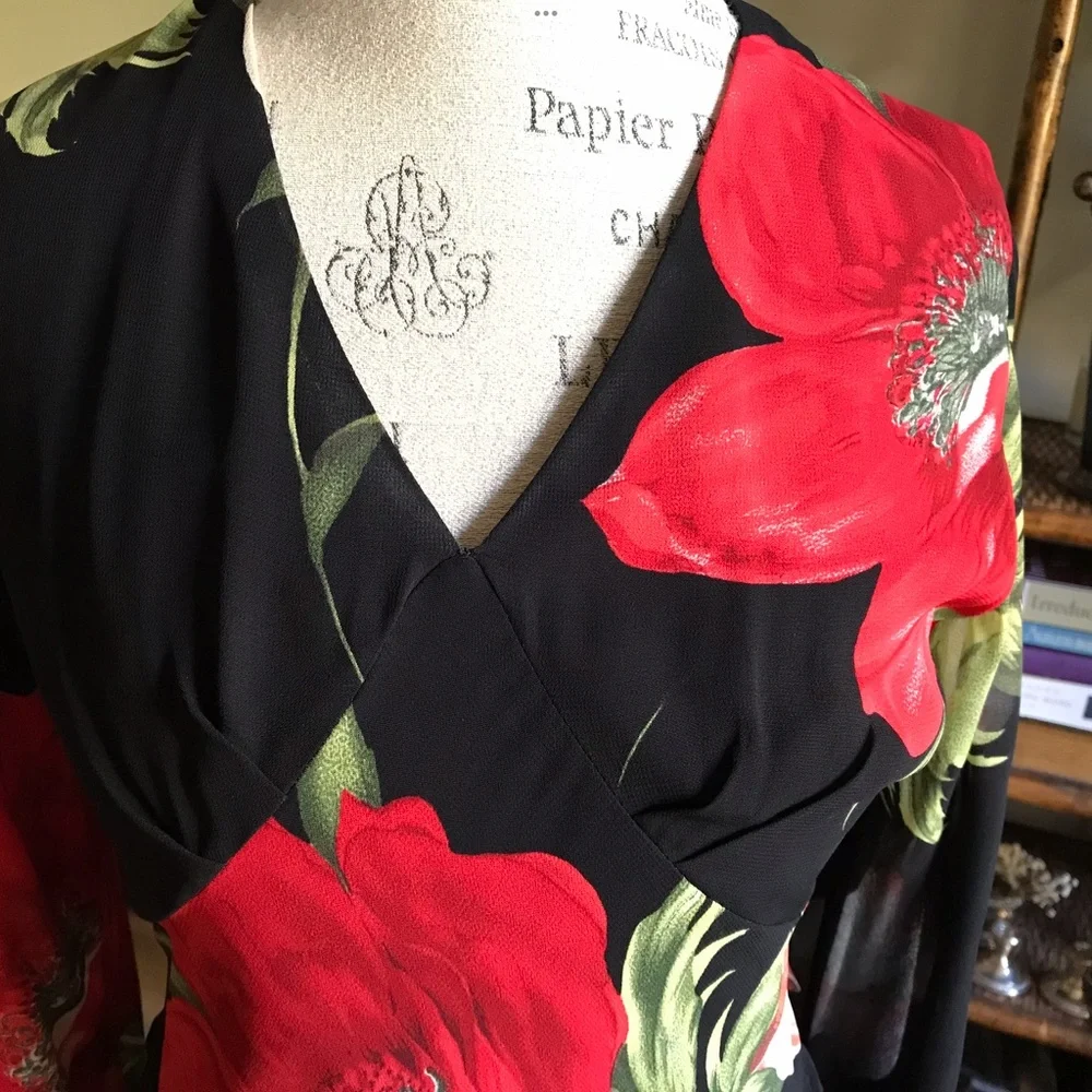 Citrine Poppy Romantic Dress Asymmetrical Hem Sz 4